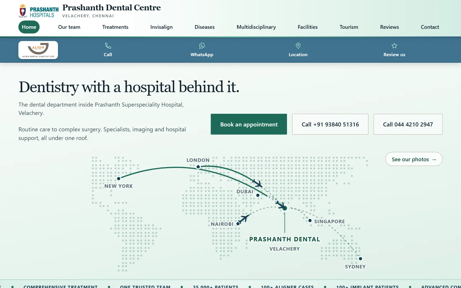 The new Prashanth Dental Centre homepage